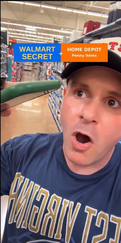 TikTok live broadcast showing Penny Live demonstrating Home Depot penny items in store
